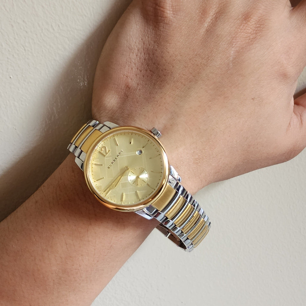 Burberry The Classic Gold Dial Two Tone Steel Strap Watch for Men - BU10011 Buy Now By Burberry