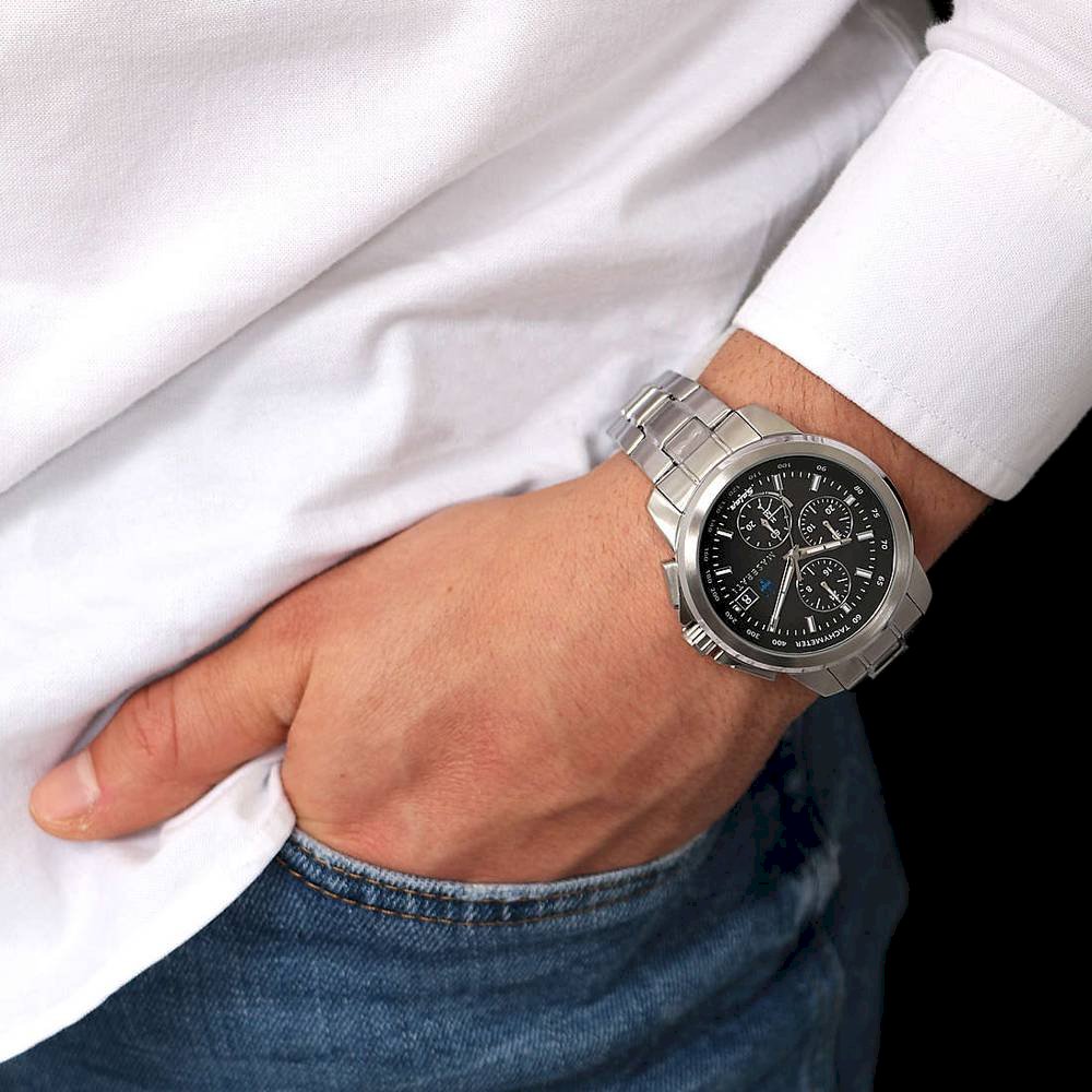 Maserati Successo Solar Edition Black Dial Silver Steel Strap Watch For Men - R8873645003 Buy Now By Maserati