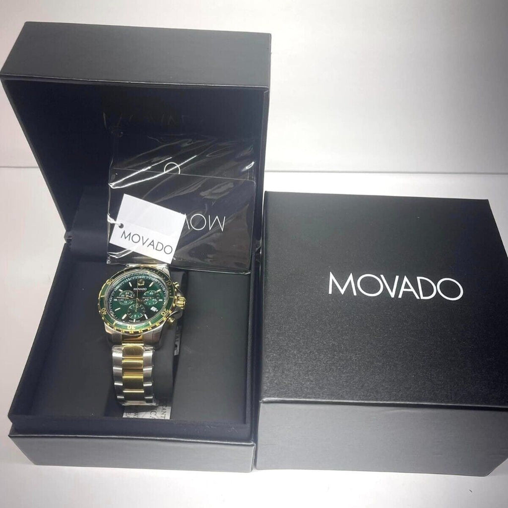 Movado Series 800 Chronograph Green Dial Two Tone Steel Strap Watch For Men - 2600148 Buy Now By Movado