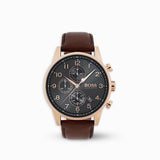 Hugo Boss Navigator Grey Dial Brown Leather Strap Watch for Men - 1513496 Buy Now By Hugo Boss