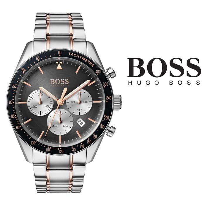 Hugo Boss Trophy Chronograph Grey Dial Silver Steel Strap Watch for Men - 1513634 Buy Now By Hugo Boss