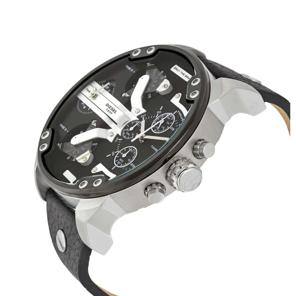 Diesel Mr Daddy Chronograph Black Dial Black Leather Strap Watch For Men - DZ7313 Buy Now By Diesel