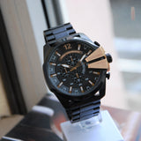 Diesel Mega Chief Chronograph Black Dial Black Steel Strap Watch For Men - DZ4309 Buy Now By Diesel