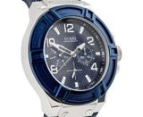 Guess Rigor Multifunction Chronograph Blue Dial Blue Leather Strap Watch For Men - W0040G7 Buy Now By Guess