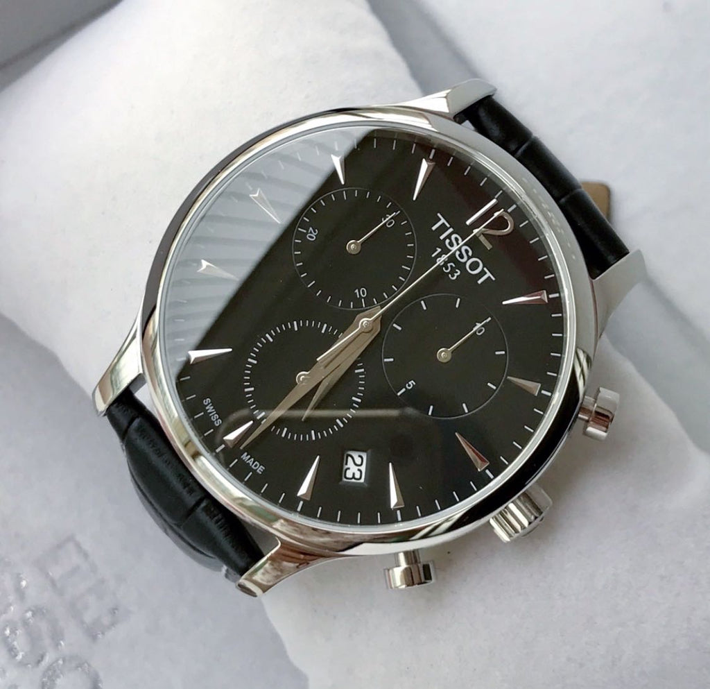 Tissot Tradition Chronograph Black Dial Black Leather Strap Watch For Men - T0636171605700 Buy Now By Tissot