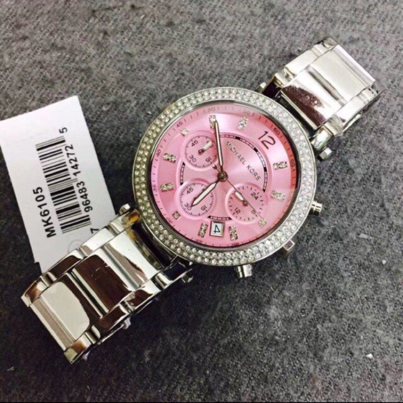 Michael Kors Parker Chronograph Pink Dial Silver Steel Strap Watch For Women - MK6105 Buy Now By Michael Kors
