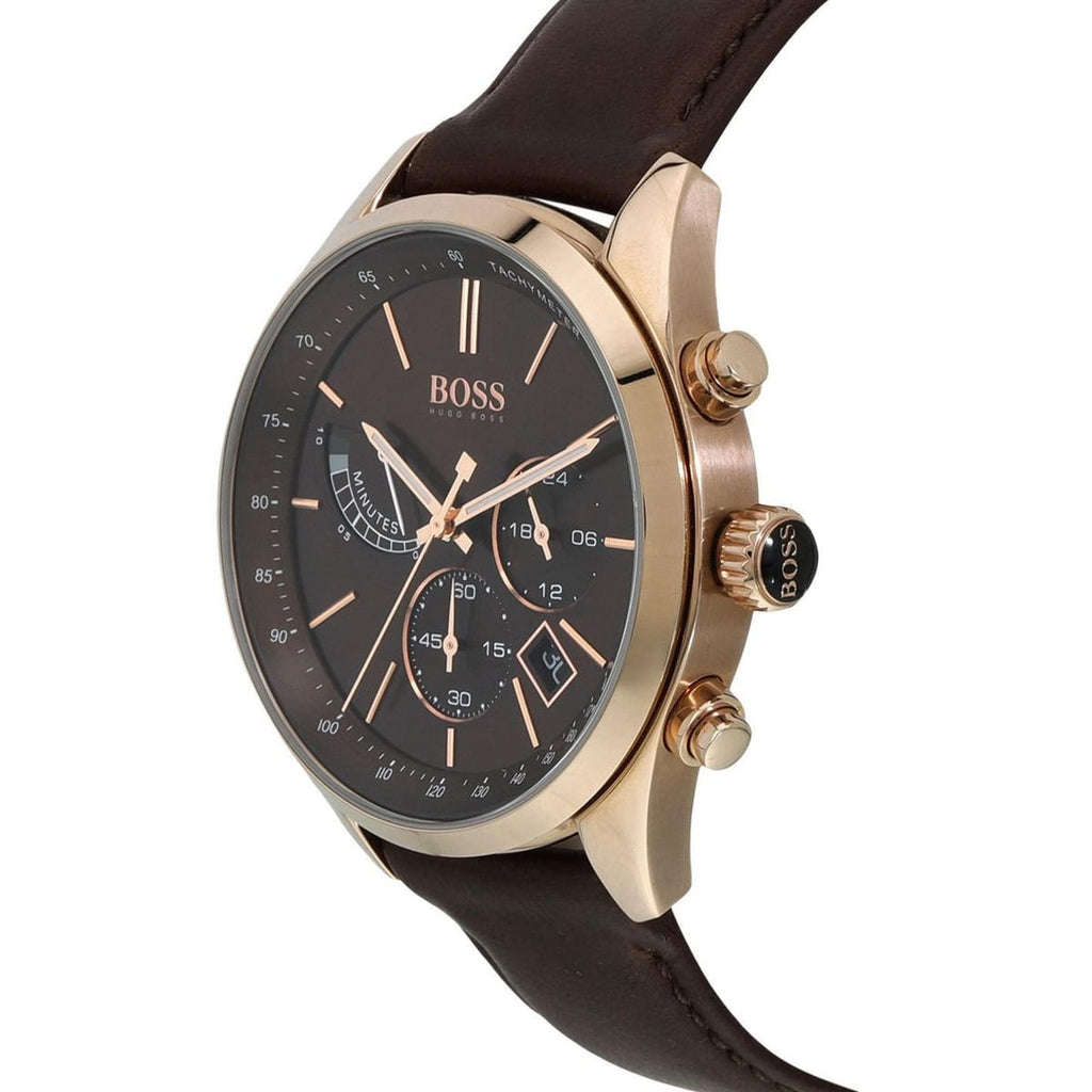 Hugo Boss Grand Prix Brown Dial Brown Leather Strap Watch for Men - 1513605 Buy Now By Hugo Boss