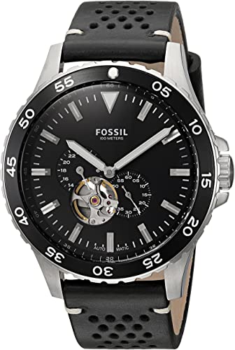 Fossil Crewmaster Sports Automatic Black Dial Black Leather Strap Watch for Men - ME3148 Buy Now By Fossil