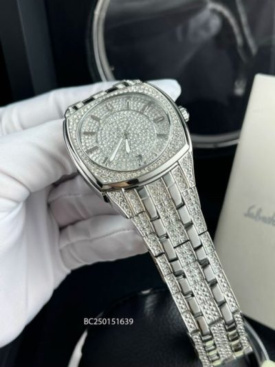 Bulova Phantom Swarovski Crystal Pave Silver Dial Silver Steel Strap Watch for Men - 98B296 Buy Now By Bulova