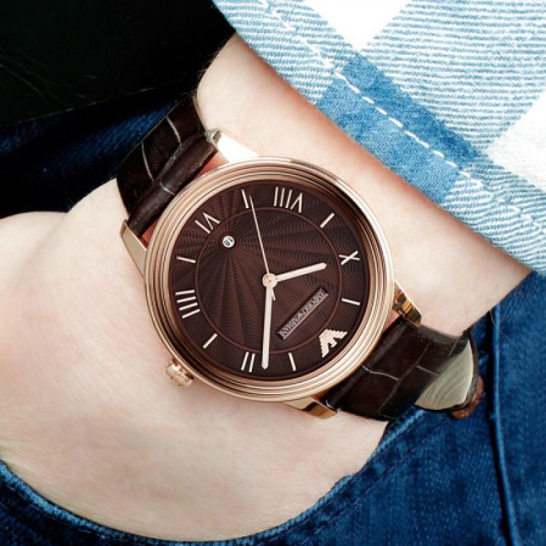 Emporio Armani Classic Quartz Brown Dial Brown Leather Strap Watch For Men - AR1613 Buy Now By Emporio Armani