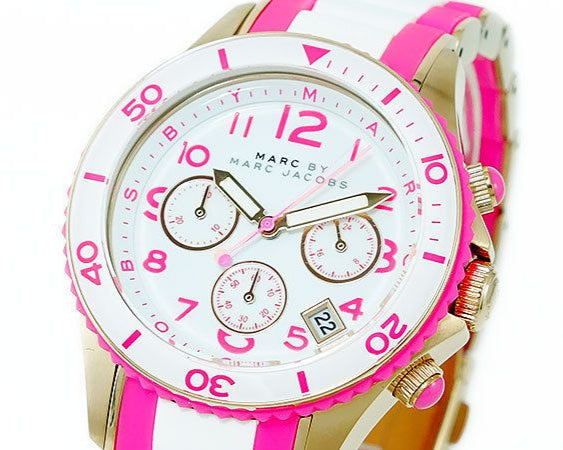Marc Jacobs Rock Chronograph White Dial Two Tone Silicone Strap Watch for Women - MBM2593 Buy Now By Marc Jacobs
