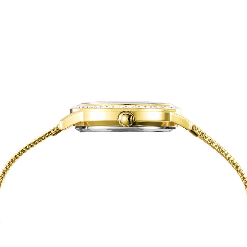 Guess Chelsea Crystals Mother of Pearl White Dial Gold Mesh Bracelet Watch For Women - W0647L7 Buy Now By Guess