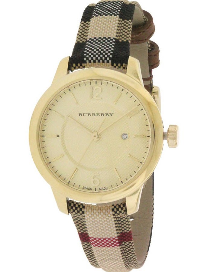 Burberry Classic Champagne Gold Dial Horseferry Leather Strap Watch for Women - BU10104 Buy Now By Burberry