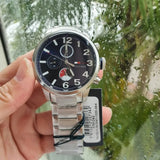 Tommy Hilfiger Jackson Quartz Black Dial Silver Steel Strap Watch for Men - 1791243 Buy Now By Tommy Hilfiger