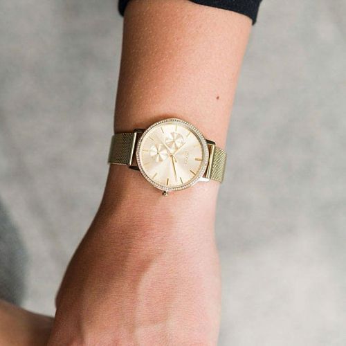 Hugo Boss Infinity Gold Dial Gold Mesh Bracelet Watch for Women - 1502520 Buy Now By Hugo Boss