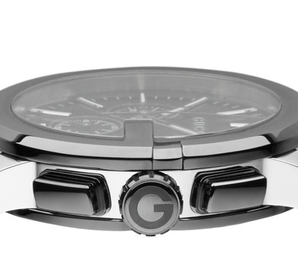 Gucci G Chrono Black Dial Black Leather Strap Watch For Men - YA101205 Buy Now By Gucci