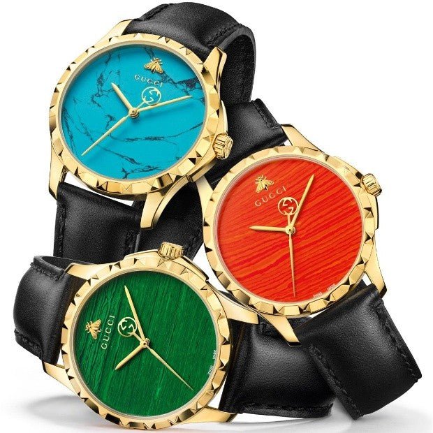 Gucci G Timeless Coral Red Dial Black Leather Strap Watch For Men - YA126464 Buy Now By Gucci