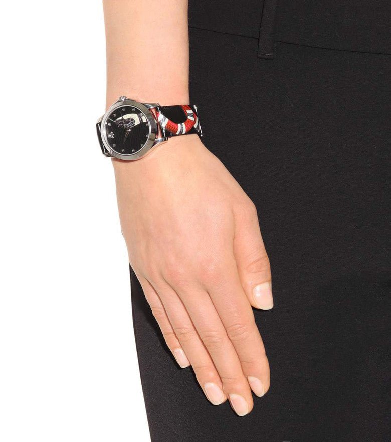 Gucci Le Marche Des Merveilles Black Dial Black Leather Strap Unisex Watch - YA1264007 Buy Now By Gucci