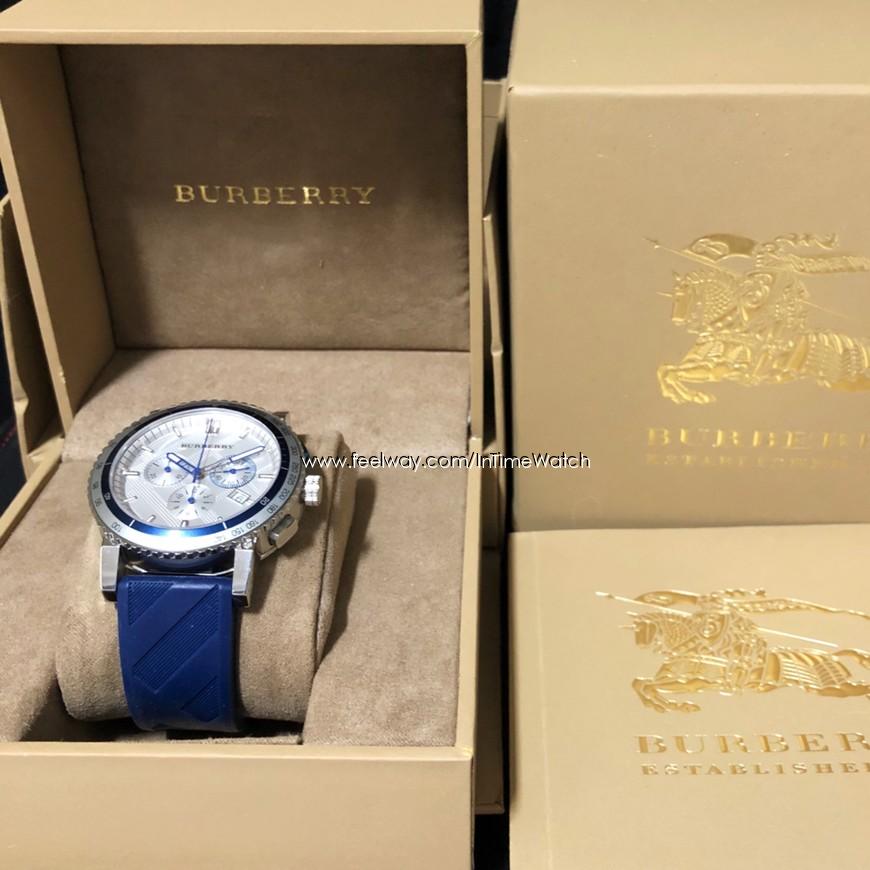Burberry City Sport Chronograph White Dial Blue Rubber Strap Watch For Men - BU9808 Buy Now By Burberry
