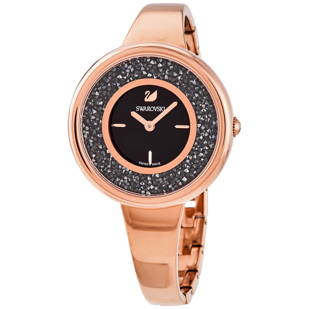 Swarovski Crystalline Pure Black Dial Rose Gold Steel Strap Watch for Women - 5295334 Buy Now By Swarovski