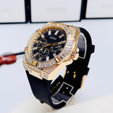 Guess Zeus Chronograph Diamonds Black Dial Black Silicone Strap Watch For Men - GW0208G2 Buy Now By Guess