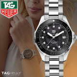 Tag Heuer Aquaracer Quartz Black Dial Silver Steel Strap Watch for Women - WAY131M.BA0748 Buy Now By Tag Heuer