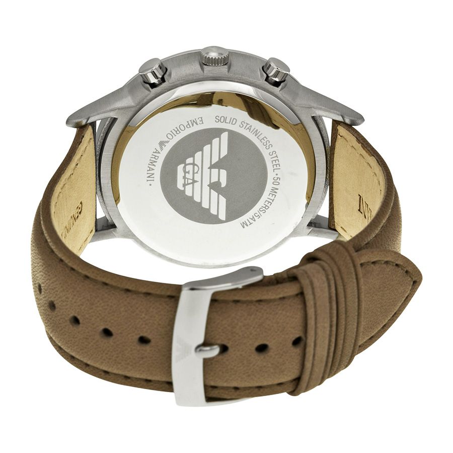 Emporio Armani Classic Chronograph Silver Dial Brown Leather Strap Watch For Men - AR2471 Buy Now By Emporio Armani