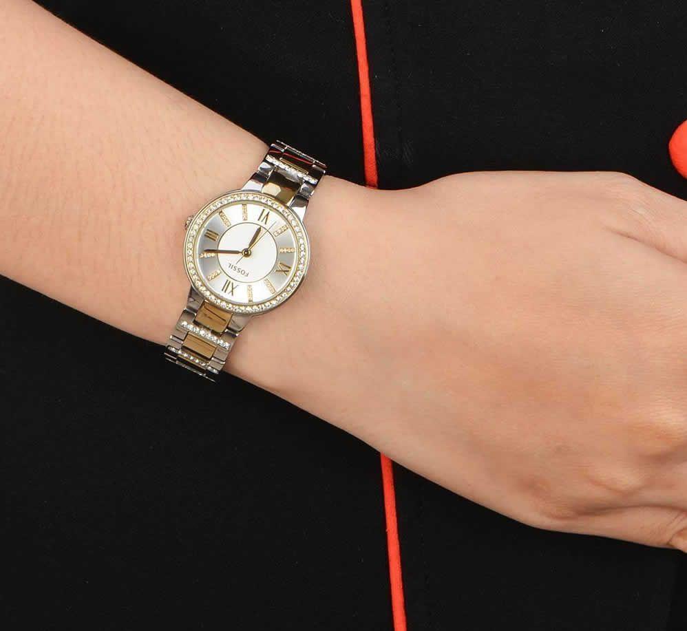 Fossil Virginia Silver Dial Two Tone Steel Strap Watch for Women - ES3503 Buy Now By Fossil