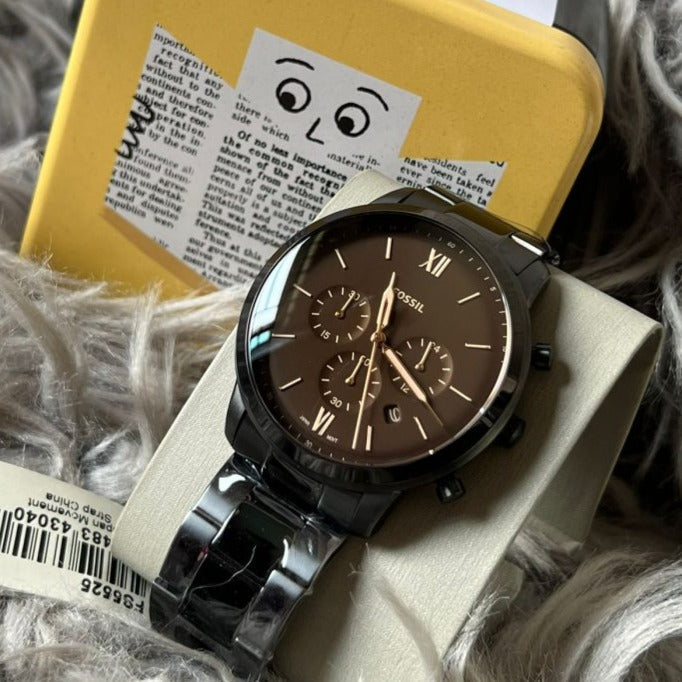 Fossil Neutra Chronograph Black Dial Black Steel Strap Watch for Men - FS5525 Buy Now By Fossil