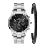 Daniel Wellington Iconic Chronograph Link Black Dial Silver Steel Strap Watch For Men - DW00100645 Buy Now By Daniel Wellington