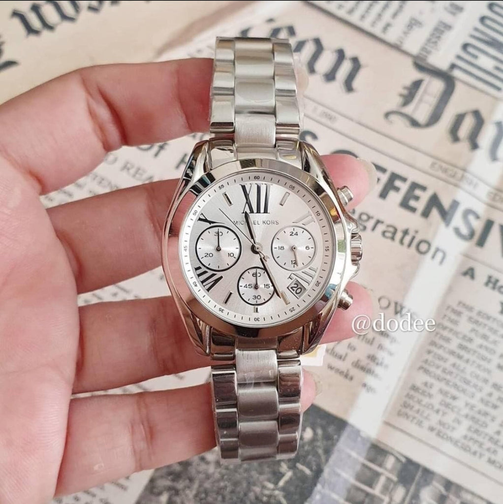 Michael Kors Bradshaw  Chronograph Silver Dial Silver Steel Strap Watch for Women - MK6174
