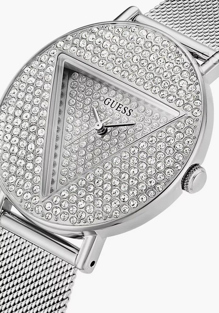 Guess Iconic Diamonds Silver Dial Silver Mesh Bracelet Watch For Women - GW0477L1 Buy Now By Guess