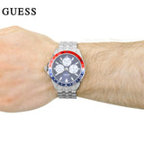 Guess Odyssey Multifunction Blue Dial Silver Steel Strap Watch For Men - W1107G2