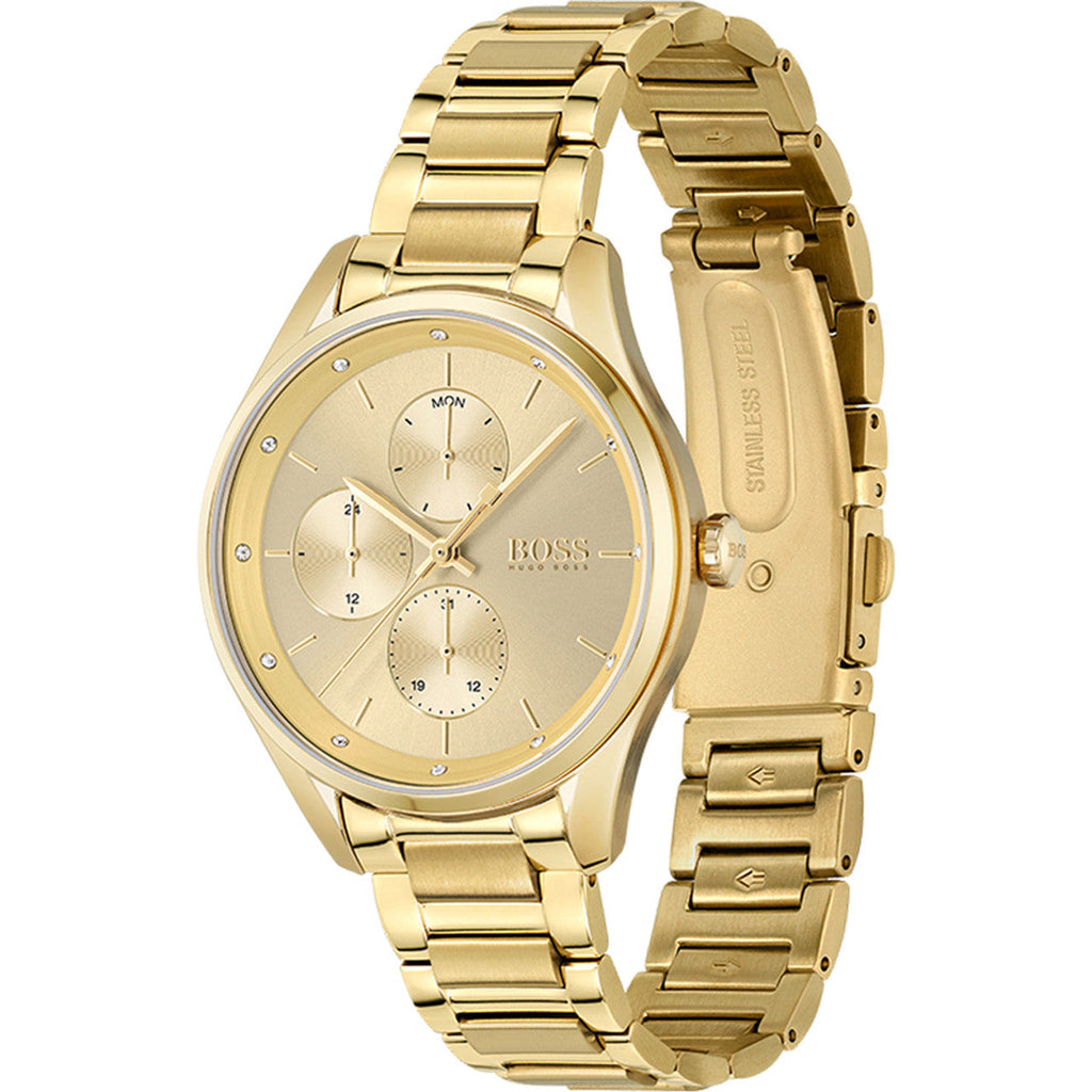 Hugo Boss Grand Course Gold Dial Gold Steel Strap Watch for Women - 1502584 Buy Now By Hugo Boss