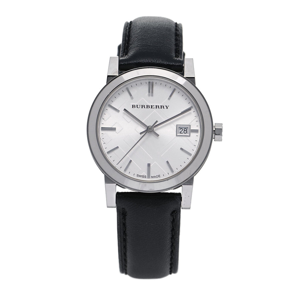Burberry The City Silver Dial Black Leather Strap Watch for Women - BU9106 Buy Now By Burberry