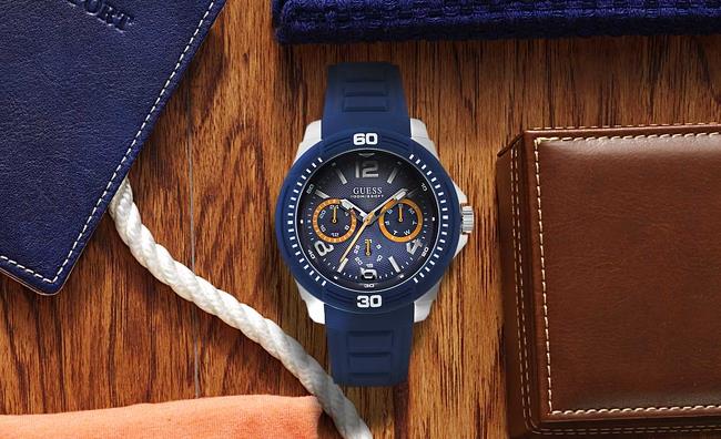 Guess Trade Blue Dial Blue Silicone Strap Watch for Men - W0967G2 Buy Now By Guess