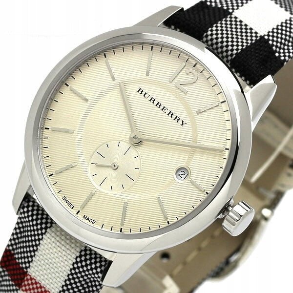 Burberry The Classic Horseferry Silver Dial Black Leather Strap Watch for Men - BU10002 Buy Now By Burberry