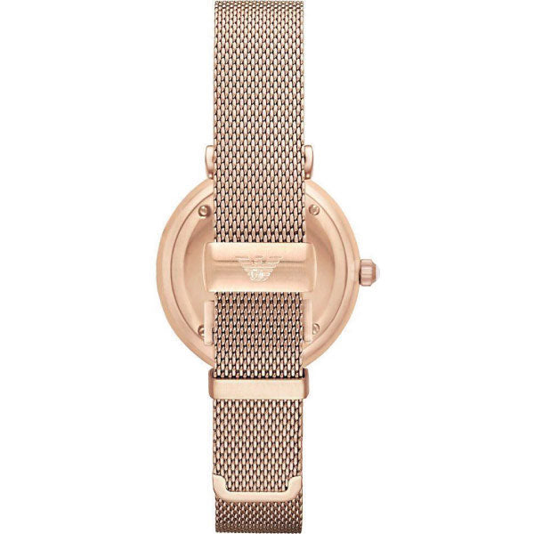 Emporio Armani Gianni T Bar Silver Dial Rose Gold Mesh Bracelet Watch For Women - AR1956 Buy Now By Emporio Armani