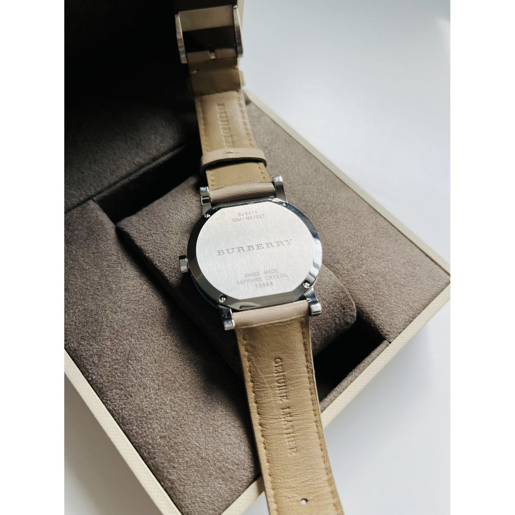 Burberry The City Silver Dial Beige Leather Strap Unisex Watch - BU9010 Buy Now By Burberry