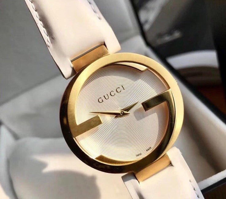 Gucci G Interlocking White Dial White Leather Strap Watch For Women - YA133327 Buy Now By Gucci