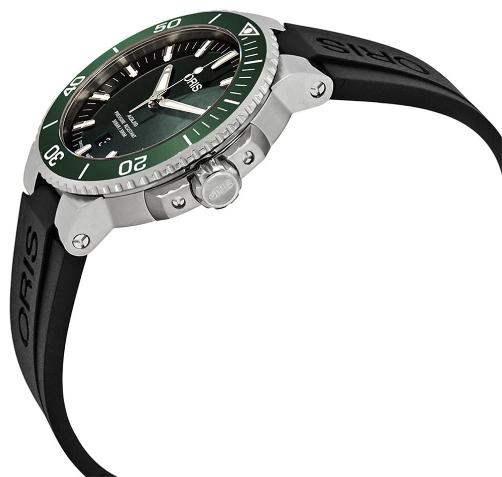 Oris Aquis Date Green Dial Black Rubber Strap Watch for Men - 0173377304157-0742464EB Buy Now By Oris