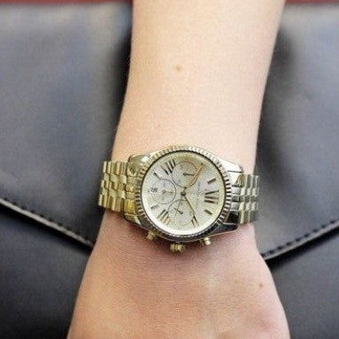 Michael Kors Lexington Chronograph Gold Dial Gold Steel Strap Watch for Women - MK5556 Buy Now By Michael Kors
