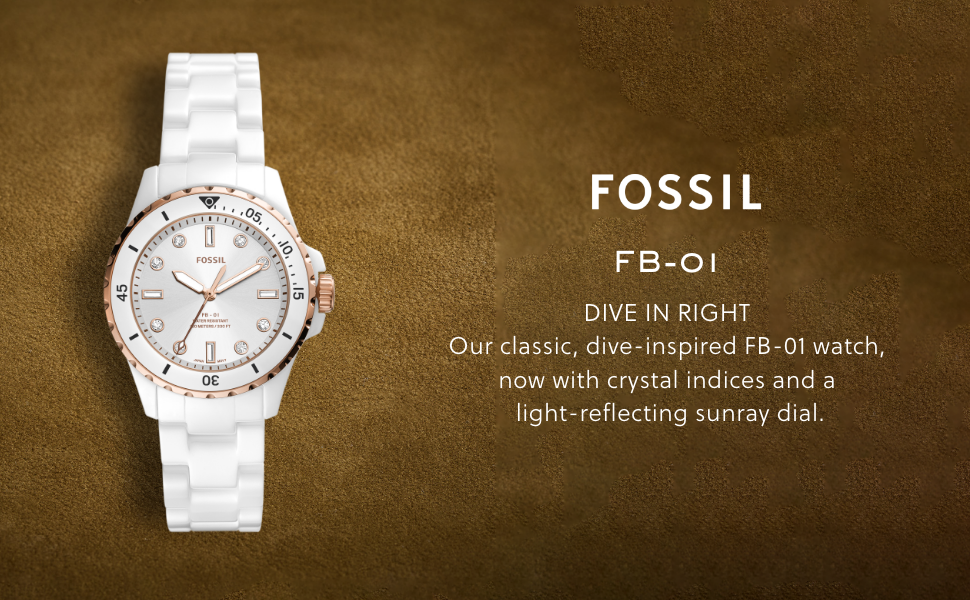Fossil FB-01 Analog White Dial White Ceramic Strap Watch for Women - CE1107 Buy Now By Fossil