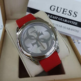 Guess G-Twist Silver Dial Red Rubber Strap Watch for Women - W0911L9 Buy Now By Guess