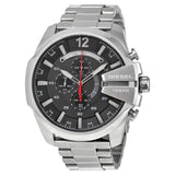 Diesel Mega Chief Chronograph Black Dial Silver Steel Strap Watch For Men - DZ4308 Buy Now By Diesel