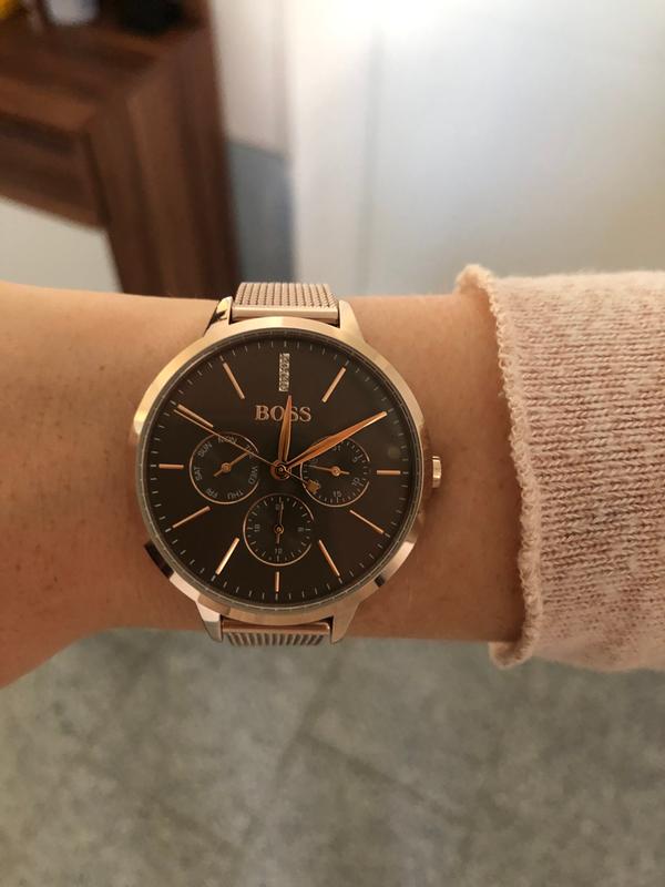 Hugo Boss Symphony Grey Dial Gold Mesh Bracelet Watch for Women - 1502424 Buy Now By Hugo Boss