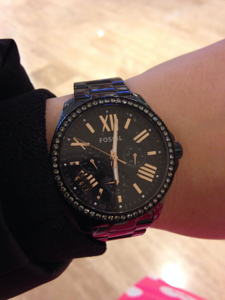 Fossil Cecile Multi Function Crystals Black Dial Black Steel Strap Watch for Women - AM4522 Buy Now By Fossil