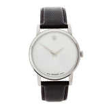 Movado Museum Silver Dial Black Leather Strap Watch For Women - 2100003 Buy Now By Movado