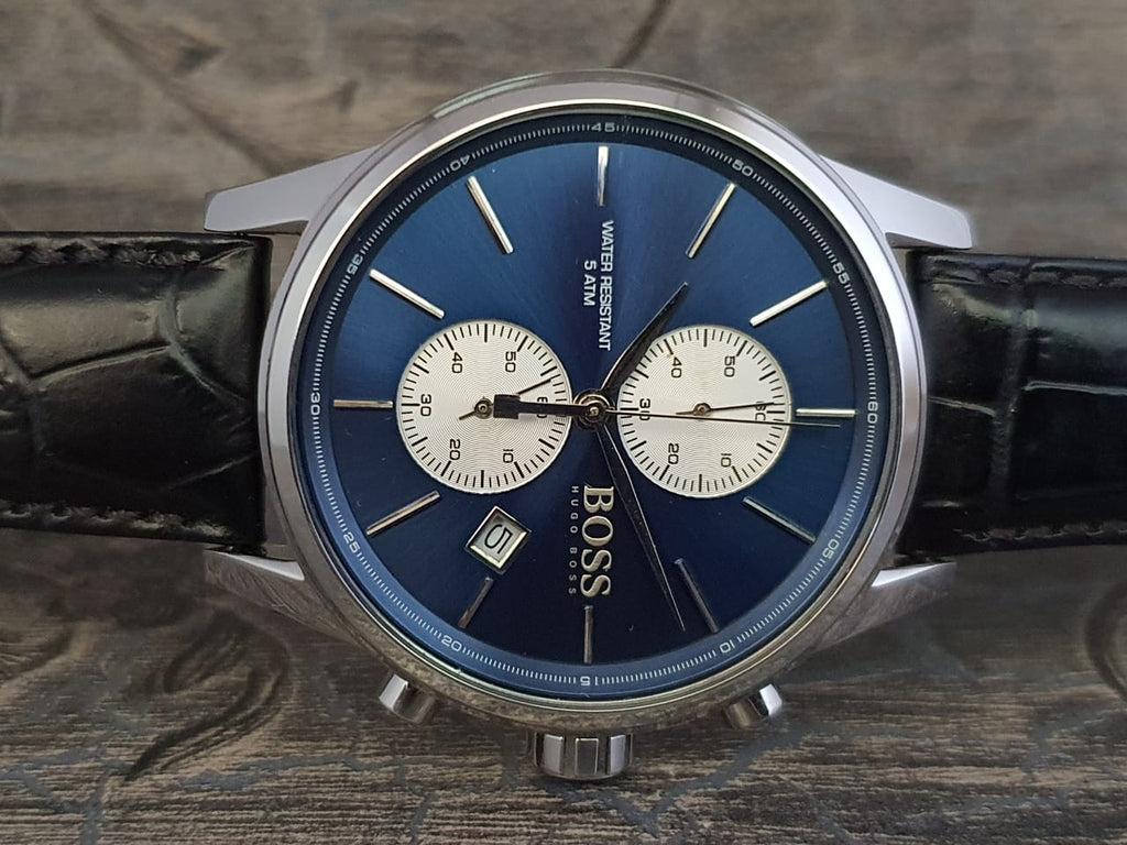 Hugo Boss Jet Blue Dial Black Leather Strap Watch for Men - 1513283 Buy Now By Hugo Boss