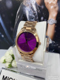 Michael Kors Slim Runway Purple Dial Rose Gold Steel Strap Watch for Women - MK3293 Buy Now By Michael Kors